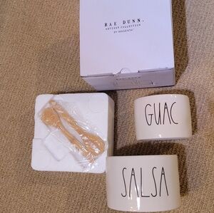 Rae Dunn Guac and Salsa Bowls with Wooden Spoons